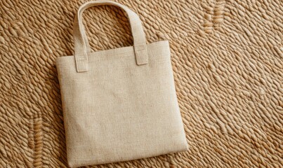 Wall Mural - A tan bag with a brown handle sits on a carpet