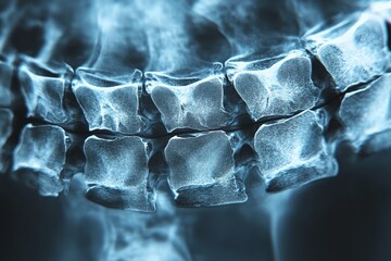 Poster - X-ray image showing a detailed view of human vertebrae highlighting spinal structure and health