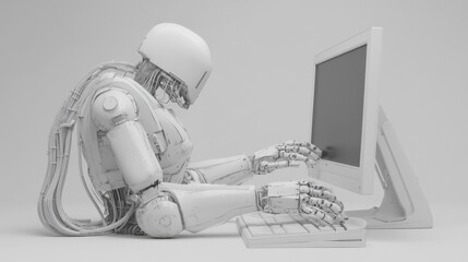 Poster - ai chatbot connected to a computer, symbolizing advanced technology and communication. -