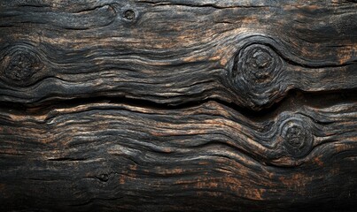 Wall Mural - A piece of wood with a grainy texture and a dark brown color