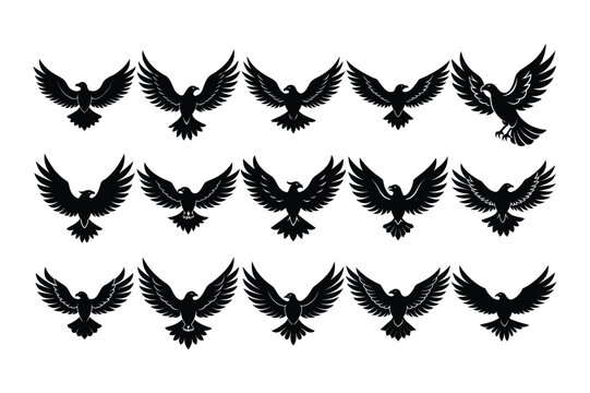  Simple eagle with outstretched wings in a flying pose, vector style