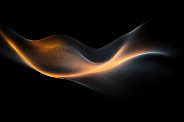 Poster - Abstract flowing lines in darkness create a mesmerizing visual experience with soft golden highlights