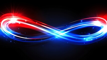 Sticker - Red and Blue Abstract Lights: A mesmerizing abstract scene with intense red and blue light streams on a dark backdrop. This vibrant design embodies speed, energy, and clashing elements