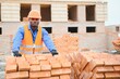 © Serhii - Portrait of an African American construction worker. A builder builds a house out of bricks
