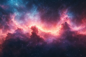 Aufkleber - Colorful cosmic nebula illuminated by vibrant starlight in a vast universe filled with deep space wonders
