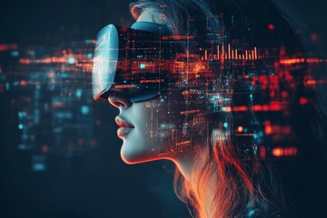 Aufkleber - Exploring virtual reality technology with a focus on immersive experiences and digital landscapes