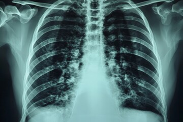 Poster - Chest X-ray showing detailed view of lungs and ribcage with indications of possible lung conditions