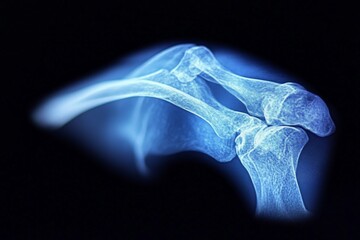 Poster - Detailed X-ray of a human shoulder joint showing anatomy and structure clearly