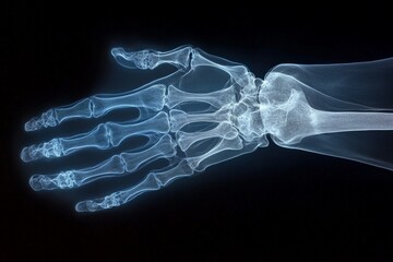Poster - Detailed x-ray of a human hand illustrating bones and joints in clear alignment and structure