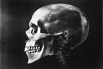 Aufkleber - Side view of a human skull highlighting distinct features and structural details