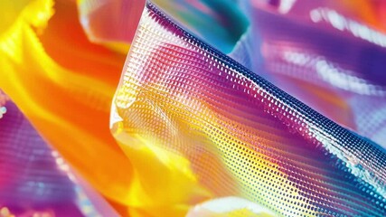 Poster - a vibrant closeup of a stack of sustainable bubble mailers made from recycled materials featuring th
