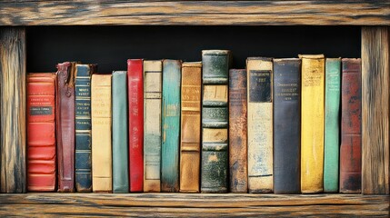 Aufkleber - Antique Books Arranged On Wooden Shelf