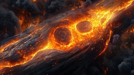 Poster - Fiery Lava Flow With Swirling Patterns Of Molten Rock