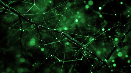 Poster - Glowing Green Web Like Structure on Branch