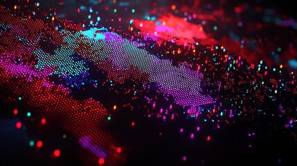 Poster - Digital visualization of global connectivity abstract world map data representation vibrant colors close-up view technology concepts