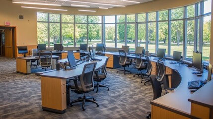 Poster - Modern Computer Lab With Large Windows and Natural Light