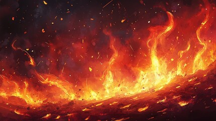 Poster - Fiery Inferno Blazing Across Molten Ground