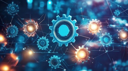 Poster - Interconnected gears represent digital technology and innovation