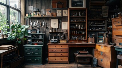 Poster - A Vintage Workshop Filled With Antique Tools And Supplies
