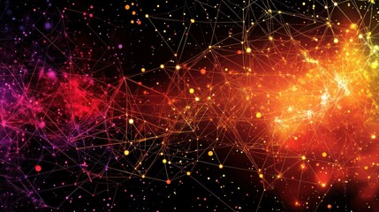 Poster - Abstract Network Connections Illuminated In Vivid Colors