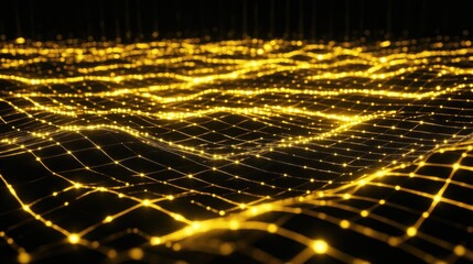 Poster - Golden Waves of Digital Data Network