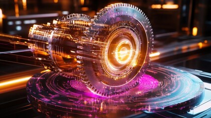 Poster - Futuristic Gear Mechanism Digital Art Render