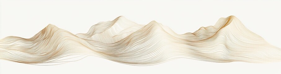 Poster - Black and white mountain line art wallpaper, a luxurious landscape background for cover, invitation, packaging design, fabric, and print. Modern illustration