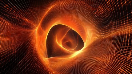 Aufkleber - Abstract Orange Grid Light Tunnel Digital Art