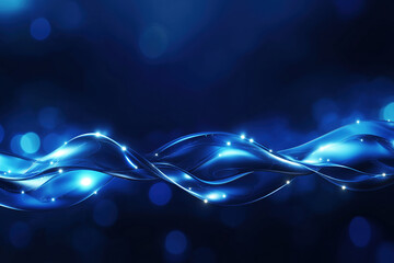 Poster - Bright blue waves of light create a mesmerizing visual effect in a dark setting
