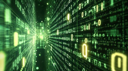 Poster - Green Digital Data Stream Tunnel Visualization