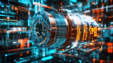 Aufkleber - Futuristic Technology Engine Rotating In Cyberspace