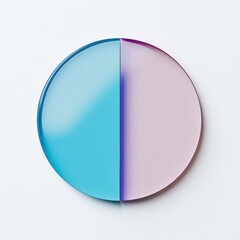 Poster - Circular design featuring blue and pink halves contrasting in color and style for modern decor. Generative AI