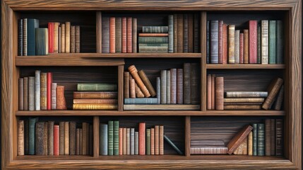Poster - Wooden Bookcase Filled With Antique Books