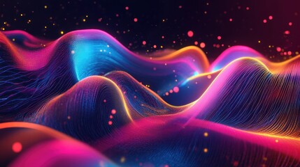 Poster - Abstract Colorful Waves of Light and Particles