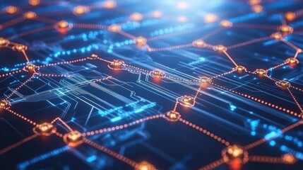 Poster - Abstract Network Data Visualization Showing Interconnected Nodes