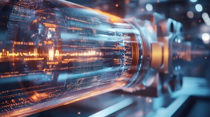 Poster - Digital data streams flow through futuristic technology