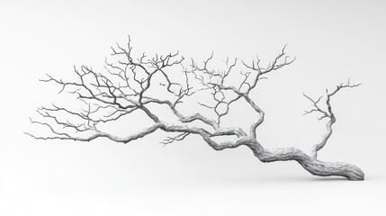 Bare tree branch, winter scene, white background, minimalist design, website banner