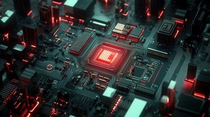 Aufkleber - Illuminated Central Processing Unit On Motherboard
