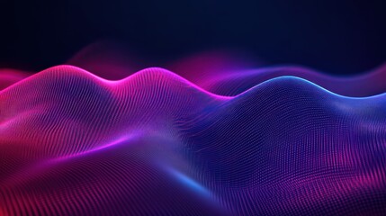 Leinwandbilder - Abstract Purple and Blue Digital Waveform Landscape