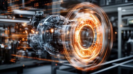 Poster - Advanced Technology Machine Rotating with Glowing Energy