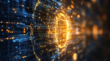 Aufkleber - Abstract Digital Network Data Flow Visualization