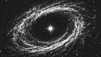 Leinwandbilder - Forming new galaxy around a neutron star with swirling cosmic dust and gas clouds in an endless universe. Starburst nebula in stippling style. Dotwork. Pointillism. Dots shading. Vector illustration