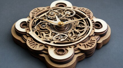 Poster - Intricate Wooden Clockwork Mechanism Display