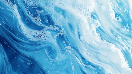 Aufkleber - A mesmerizing close-up of swirling blue and white liquid patterns, creating a tranquil and fluid atmosphere.