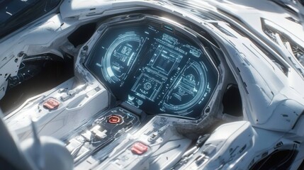 Poster - Futuristic Spaceship Cockpit Control Panel Display