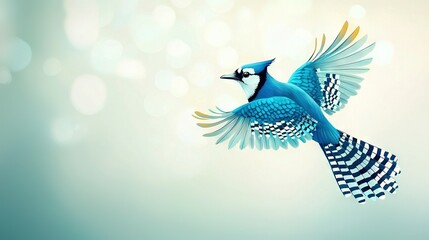 Wall Mural - blue bird flying with spread wings and turned head