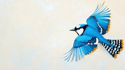 Wall Mural - blue bird soaring in sky with spread wings and checkered plumage
