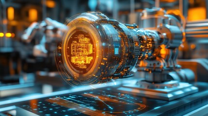 Poster - Futuristic Engine Hologram Industrial Technology Display