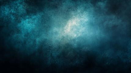 Poster - Abstract black turquoise blue blurred background with rough grunge grain texture, dark green glowing gradient, and noise effect, minimalistic bright light tone with empty caption space