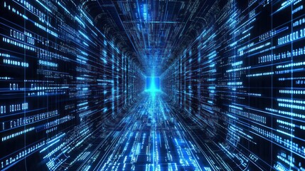 Aufkleber - Digital Data Tunnel A Futuristic Virtual Corridor